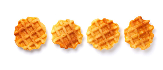 Delicious belgian waffles isolated on white