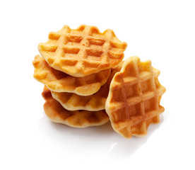 Delicious belgian waffles isolated on white