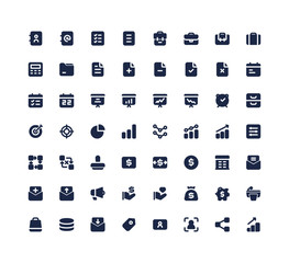 isolated Business and Finance icon pack with line and solid glyph style