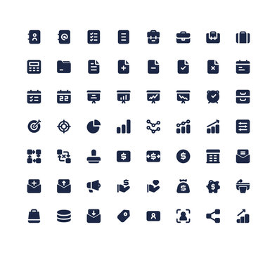 isolated Business and Finance icon pack with line and solid glyph style