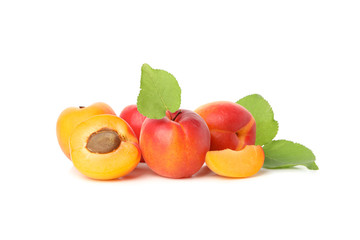Fresh tasty apricots isolated on white background