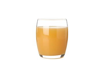 Glass with apricot juice isolated on white background