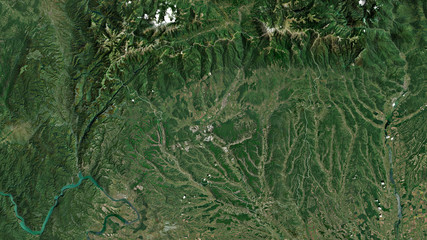 Gorj, Romania - outlined. Satellite