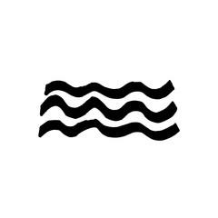 Vector sign of sea waves. Black brush strokes of paint waves isolated on white background. Hand drawn vector stock illustration for summer prints, clothes, web, apps. Ornamental icon. Highlighter line
