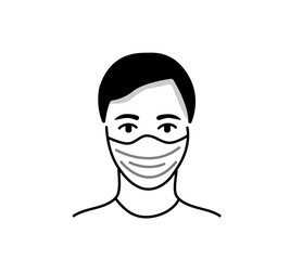 Man wear mask icon vector isolate.