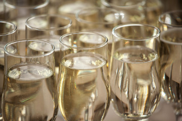 Table with glass champagne glasses