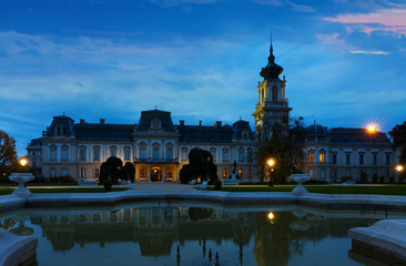 Fototapeta na wymiar Night landscape with Festetics Palace
