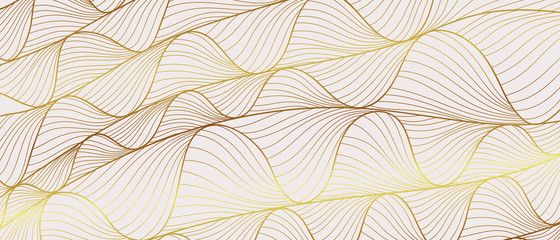 Luxury golden wallpaper. Line arts background, Art Deco Pattern, Vip invitation background texture for print, fabric, packaging design, invite. Vintage vector illustration