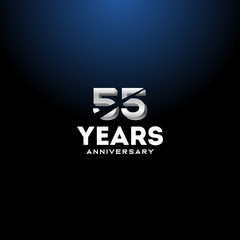 55 Years Anniversary White Number Vector Design