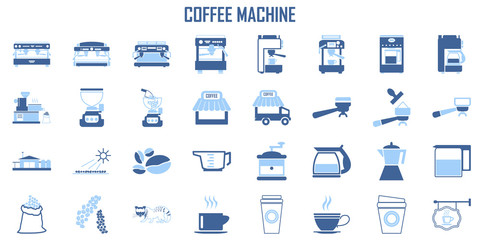 coffee, machine,  espresso, cup, kitchen  illustration flat icons. mono vector symbol