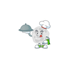 A fibrobacteres chef cartoon mascot design with hat and tray