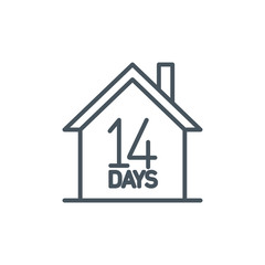 home quarantine locality 14 days single line icon isolated on white. Perfect outline symbol Coronavirus Covid 19 pandemic banner. Quality design element stay home location with editable Stroke