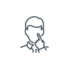 do not touch the face single line icon isolated on white. Perfect outline symbol Prevention Coronavirus Covid 19 pandemic banner. Quality design warning element with editable Stroke