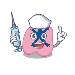Lung humble nurse mascot design with a syringe
