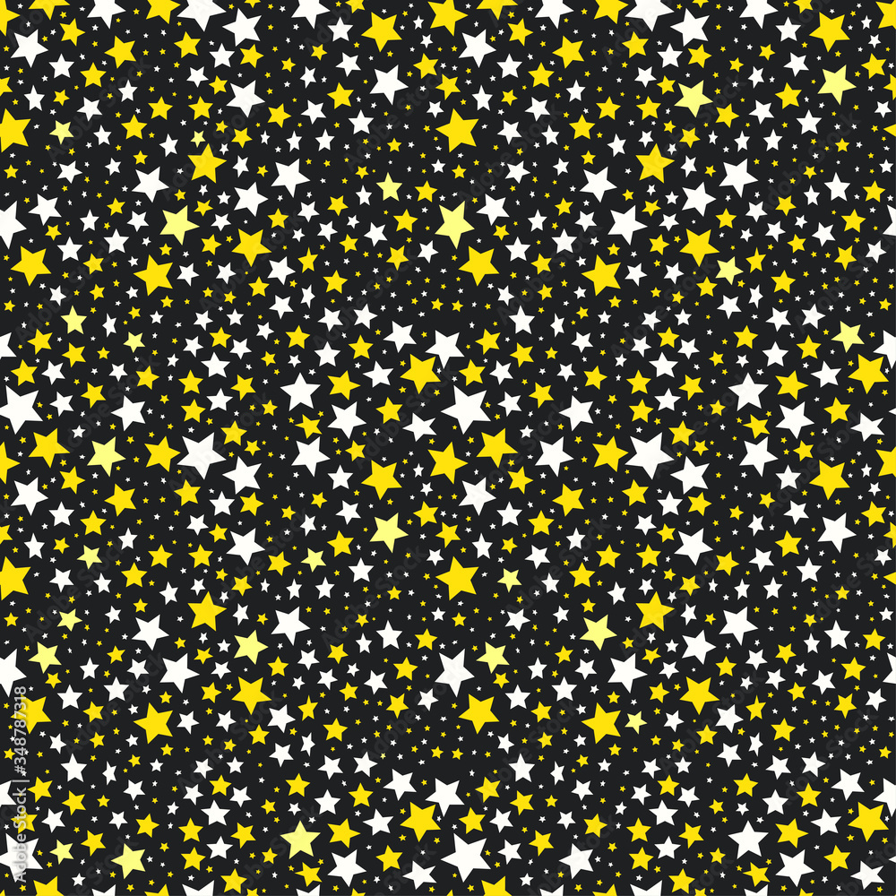 Poster seamless pattern of golden stars. vector background