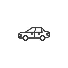 Sedan car line icon. Automobile linear style sign for mobile concept and web design. Car side view outline vector icon. Transportation symbol, logo illustration. Vector graphics