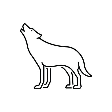 Black line icon for wolf