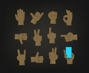 Fototapeta premium Hand gesture comic style vector icons set