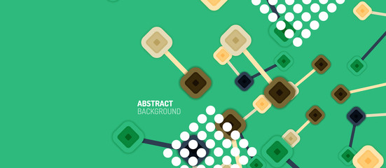 Abstract square dot connections, flat style multicolored geometric background for Wallpaper, Banner, Background, Card, Book Illustration, landing page or poster design