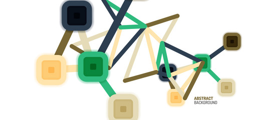 Abstract square dot connections, flat style multicolored geometric background for Wallpaper, Banner, Background, Card, Book Illustration, landing page or poster design