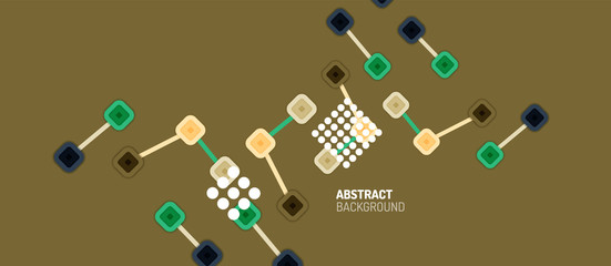 Abstract square dot connections, flat style multicolored geometric background for Wallpaper, Banner, Background, Card, Book Illustration, landing page or poster design