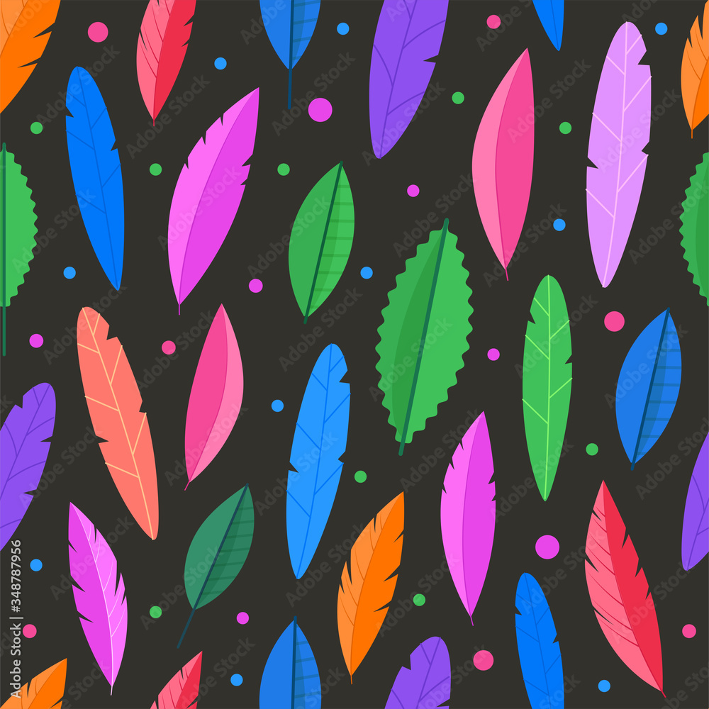 Poster Seamless pattern of color leaves. Vector background