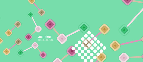 Abstract square dot connections, flat style multicolored geometric background for Wallpaper, Banner, Background, Card, Book Illustration, landing page or poster design