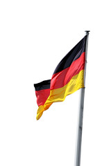 Swinging German flag, isolated over white background