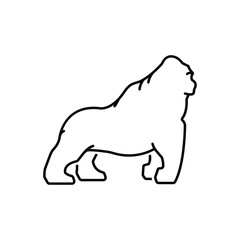 Black line icon for gorilla