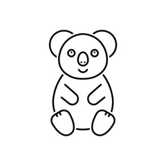 Black line icon for koala