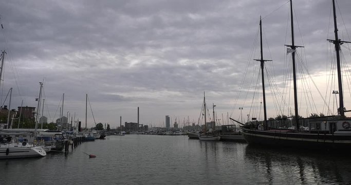 4K Helsinki Baltic Sea Finnish Bay lagoon, yachts, cruise liners view on cloudy summer day video in Finland, northern Europe