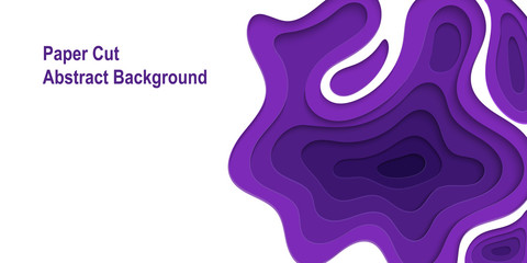Abstract background in paper cut style, multi layer and harmony in violet color