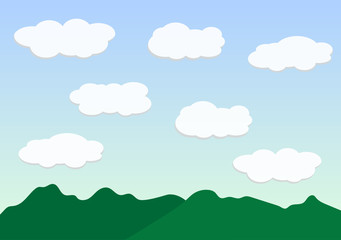 Blue sky with the clouds , cartoon style