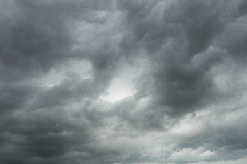Cloudy thunderstorm sky in rainy season, cloudscape use as background or wallpaper.