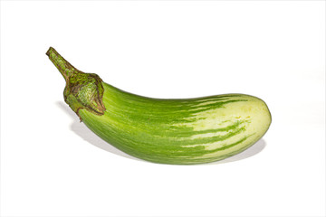 Fresh long green brinjal,thai green eggplant or aubergine on white background.