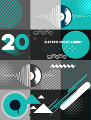 Basic RGBMusic party brochure,Electronic Music Covers for Summer Fest or Club Party Flyer. 
Colorful Waves Gradient Background. Template for DJ Poster, Web Banner, Pop-Up.Jazz festival