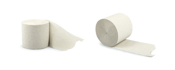 toilet paper isolated on white close up