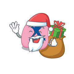 Cartoon design of lung Santa having Christmas gift