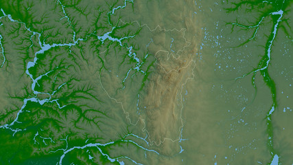 Bashkortostan, Russia - outlined. Physical