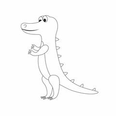 Children's coloring book funny crocodile and animals of Africa. Contour illustration for children. Alligator isolated on a white background. Inhabitants Of The Nile