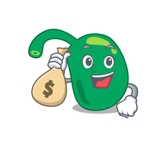 Crazy rich pineal mascot design having money bags