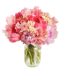 pink wedding bouquet with peony