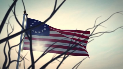 Betsy ross flag flying depicts liberty and freedom - video animation - Powered by Adobe