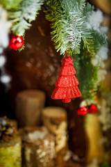 Decoration in the form of a red tree