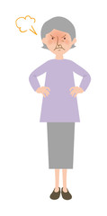頭に血が上って怒るおばあちゃんの全身ベクターイラスト