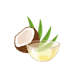 Coconut milk bowl. Vector illustration cartoon flat icon isolated on white.