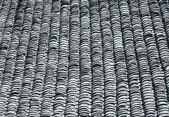 Old clay tile roof, abstract background.