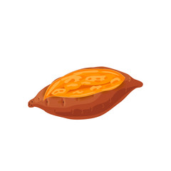 Baked sweet potato. Vector illustration cartoon flat icon isolated on pink.
