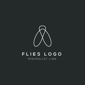 simple minimalist flies insect logo in line art style