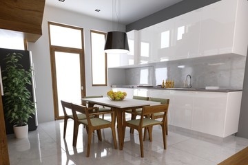 3d render of kitchen food space